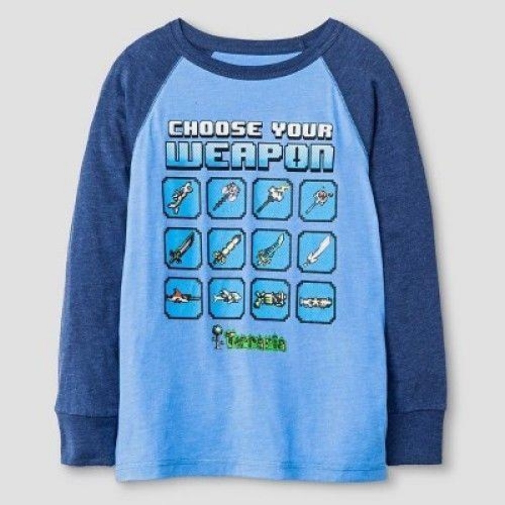 New Terraria Blue Baseball Style T Shirt XS